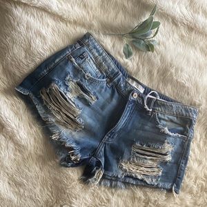 Kan Can Distressed Jean Shorts